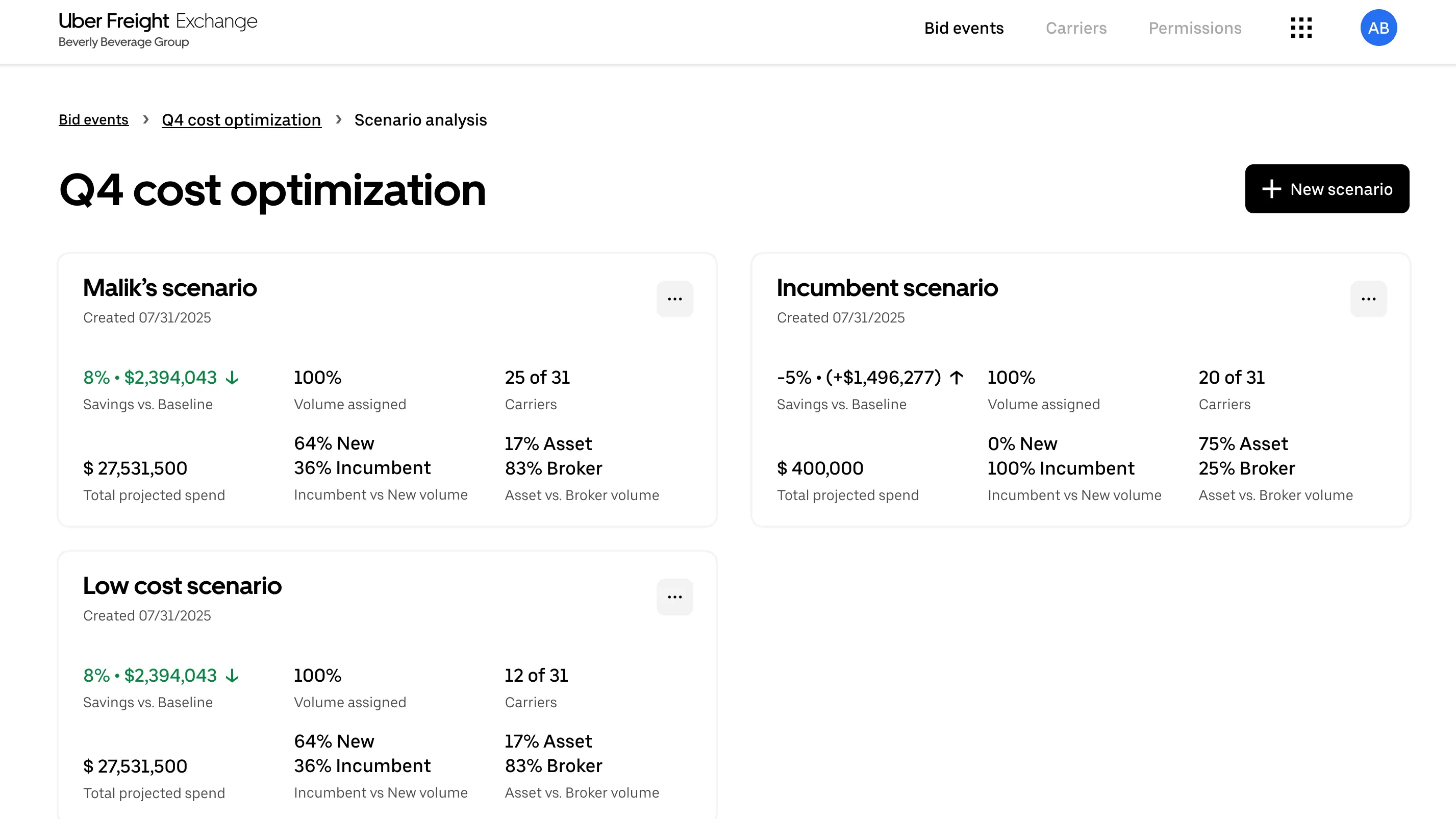 Uber Freight Exchange Software Screen