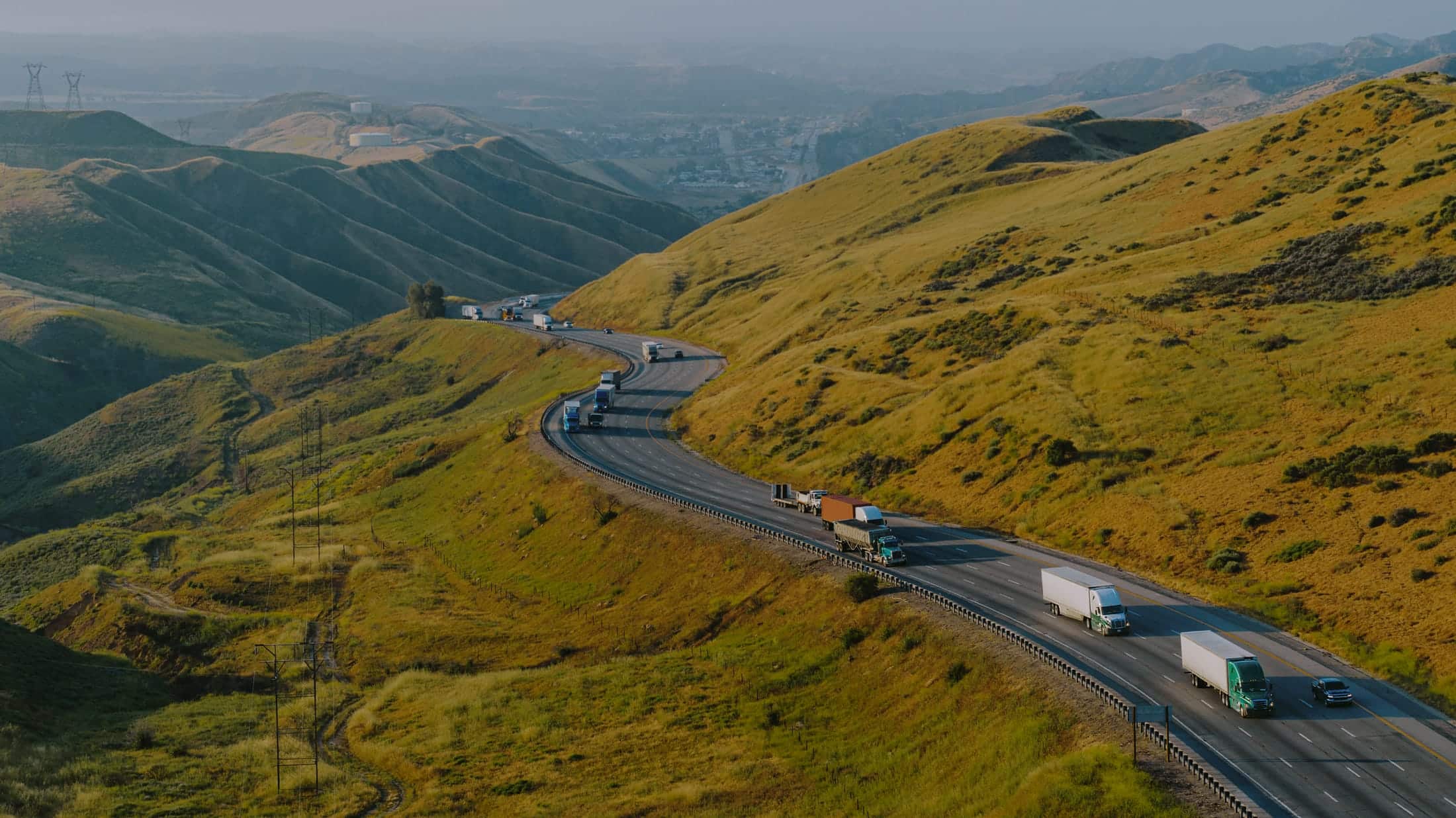 trucks on the road