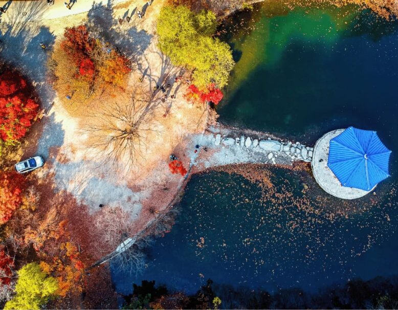 drone view of lake