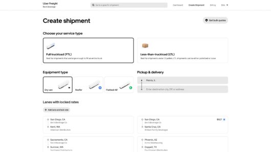 screen grab of shipping software